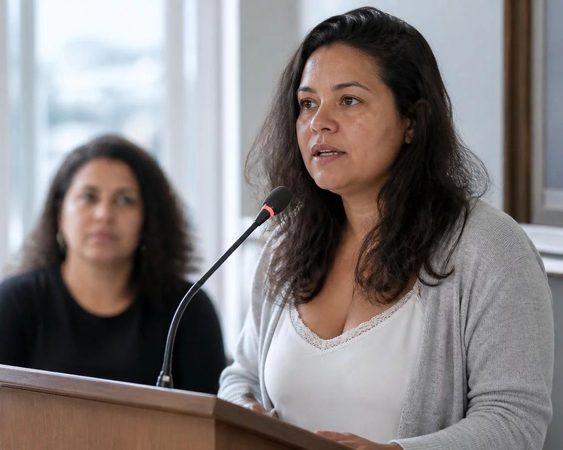 Participante ergue a mão para pedir a palavra numa mesa coberta de folhas anotadas